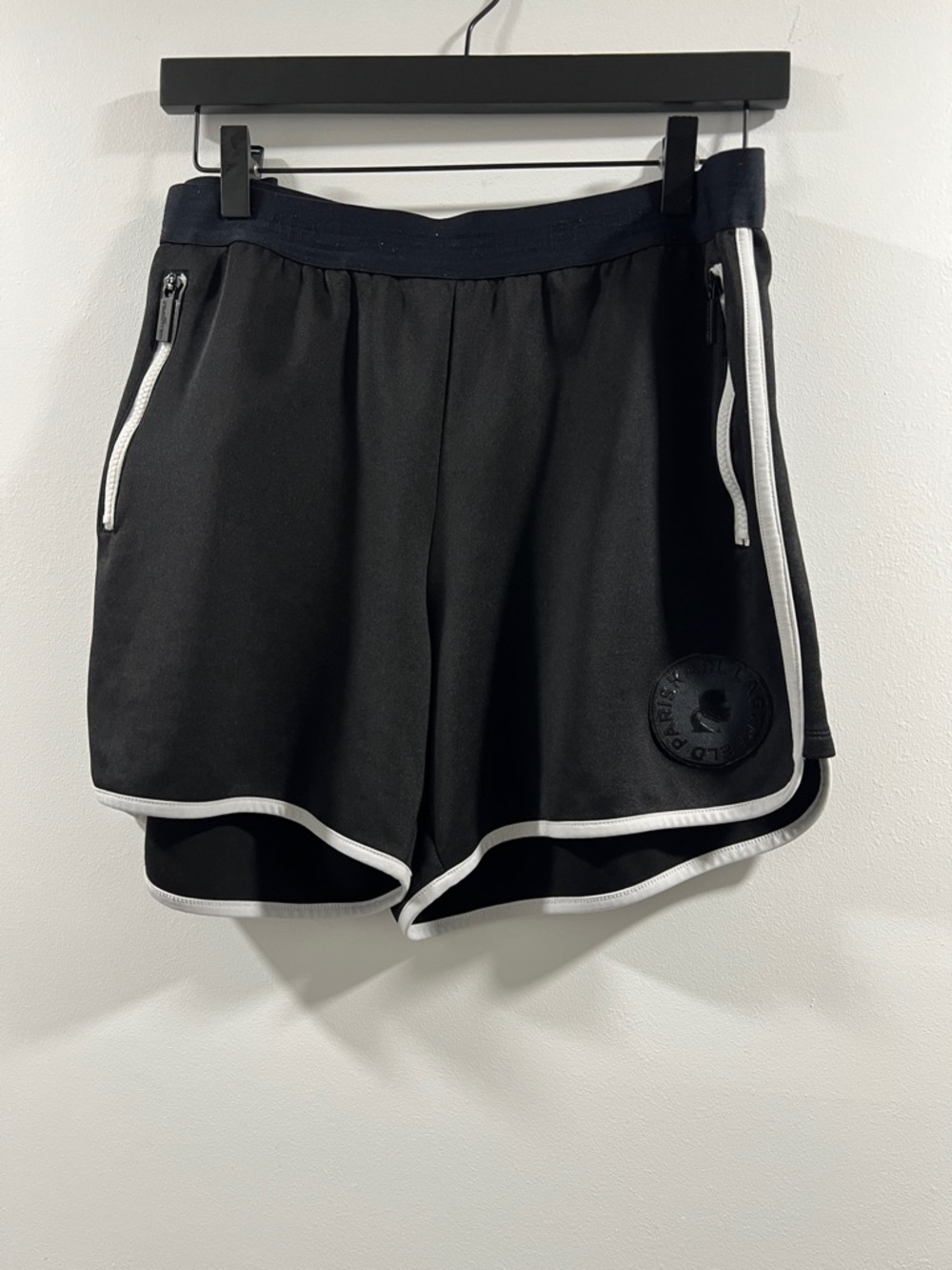 Karl Lagerfeld Black Athletic Shorts with White Trim